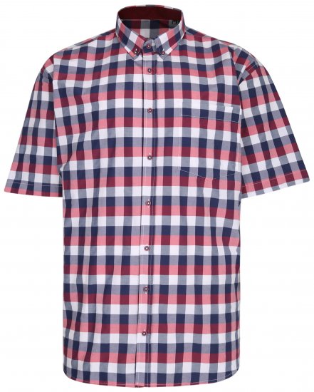 Kam Jeans 642 Premium Short Sleeve Shirt Red - Camicie - Camicie Taglie Forti Uomo