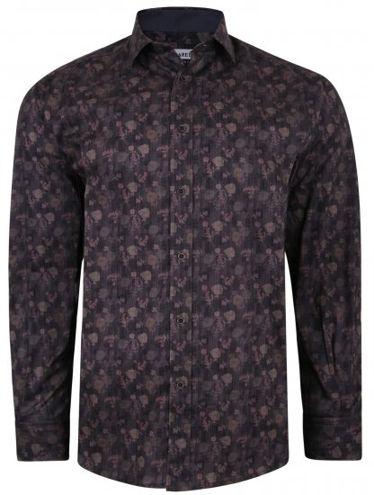 Kam Jeans P679 Floral Print Shirt Black - Camicie - Camicie Taglie Forti Uomo
