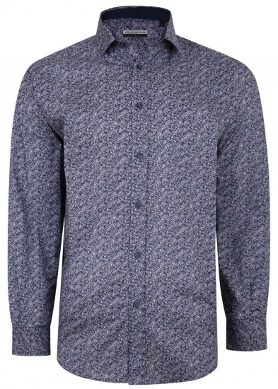 Kam Jeans P680 Floral Print Shirt Navy - Camicie - Camicie Taglie Forti Uomo