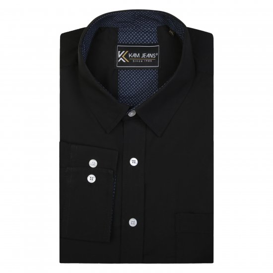 Kam Jeans P684 Premium Stretch Shirt Black - Camicie - Camicie Taglie Forti Uomo