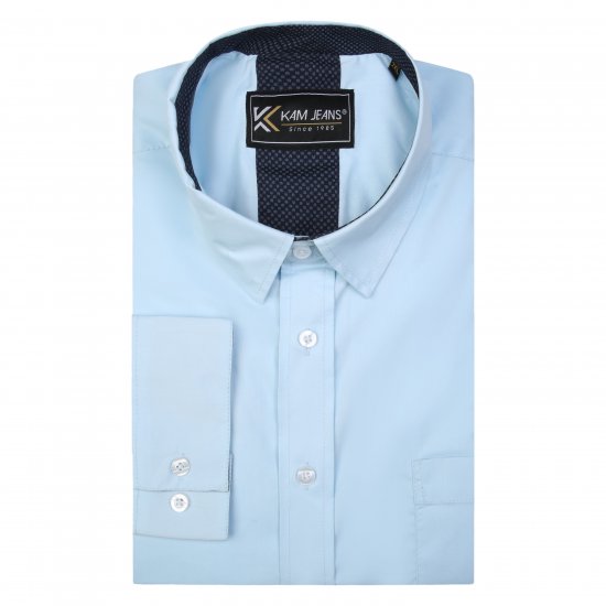 Kam Jeans P684 Premium Stretch Shirt Blue - Camicie - Camicie Taglie Forti Uomo