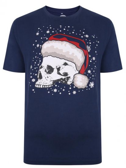 Kam Jeans X008 Santa Skull Print T-Shirt Navy - Magliette - Magliette Uomo Taglie Forti