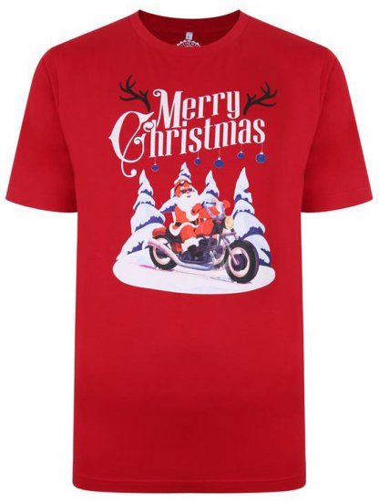 Kam Jeans X009 Santa Biker Print T-Shirt Red - Magliette - Magliette Uomo Taglie Forti