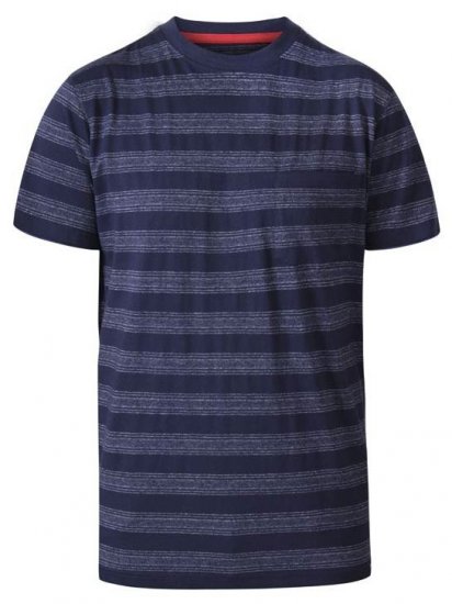 D555 Keegan Crew Neck Stripe T-Shirt Navy - Magliette - Magliette Uomo Taglie Forti