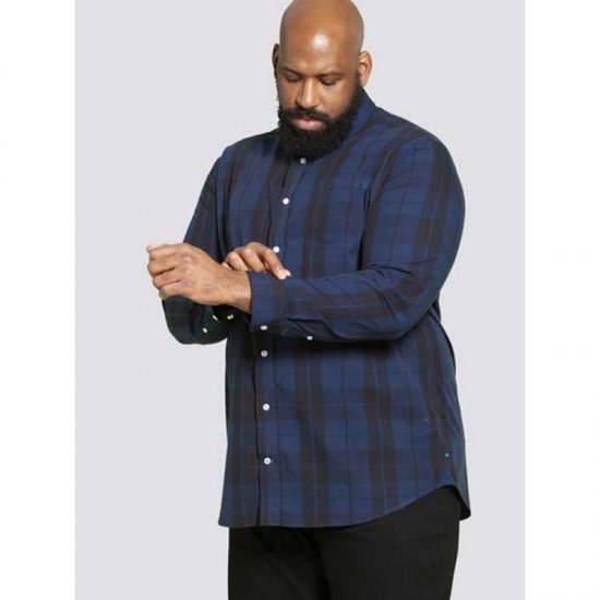 D555 Davenport Long Sleeve Shirt Navy - Camicie - Camicie Taglie Forti Uomo