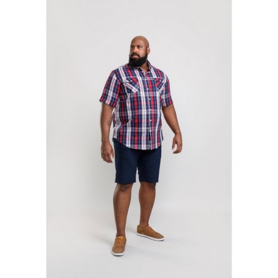 D555 Terell Shirt Navy/Red - Camicie - Camicie Taglie Forti Uomo