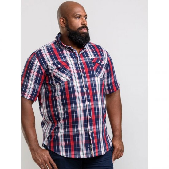 D555 Terell Shirt Navy/Red - Camicie - Camicie Taglie Forti Uomo