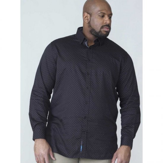 D555 Jahine Long Sleeve Printed Shirt Black - Camicie - Camicie Taglie Forti Uomo