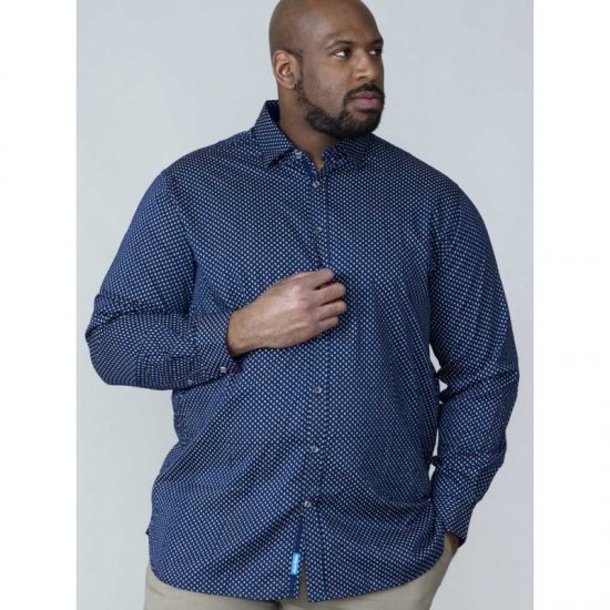 D555 Lavar Long Sleeve Diamond Printed Shirt - Camicie - Camicie Taglie Forti Uomo