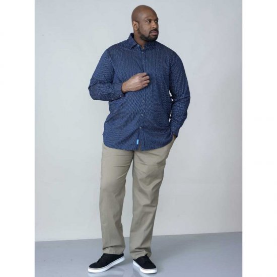 D555 Lavar Long Sleeve Diamond Printed Shirt - Camicie - Camicie Taglie Forti Uomo