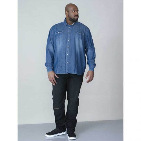 D555 Adcock Long Sleeve Vintage Denim Shirt - Camicie - Camicie Taglie Forti Uomo