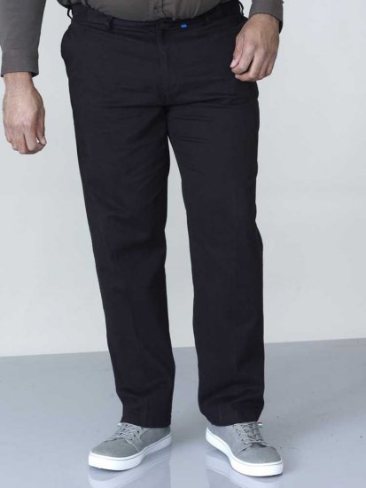 D555 Bruno Stretch Chino pants with Extenda Waist Black - Jeans & pantaloni - Jeans & Pantaloni Uomo Taglie Forti
