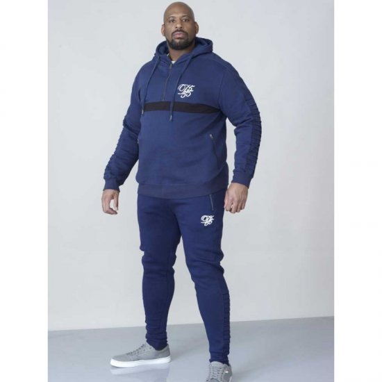 D555 Sergio Half Zip Hoodie Navy - Felpe & felpe con cappuccio - Felpe & Felpe con Cappuccio Uomo Taglie Forti