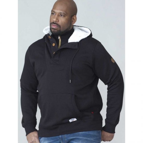 D555 Lorenzo Half zip Hoodie Black - Felpe & felpe con cappuccio - Felpe & Felpe con Cappuccio Uomo Taglie Forti