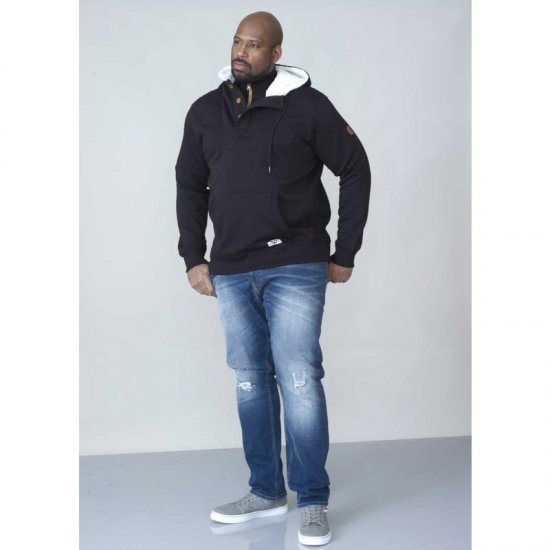 D555 Lorenzo Half zip Hoodie Black - Felpe & felpe con cappuccio - Felpe & Felpe con Cappuccio Uomo Taglie Forti