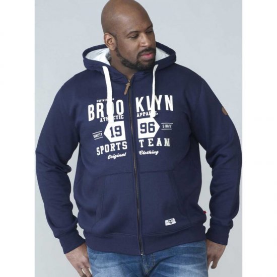 D555 Thurston Full Zip Hoodie Navy - Felpe & felpe con cappuccio - Felpe & Felpe con Cappuccio Uomo Taglie Forti