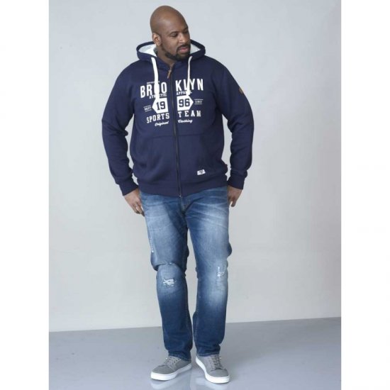 D555 Thurston Full Zip Hoodie Navy - Felpe & felpe con cappuccio - Felpe & Felpe con Cappuccio Uomo Taglie Forti