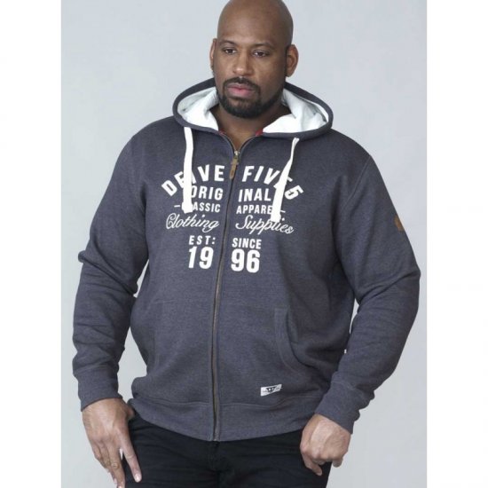 D555 Vadal Full Zip Hoodie Charcoal - Felpe & felpe con cappuccio - Felpe & Felpe con Cappuccio Uomo Taglie Forti