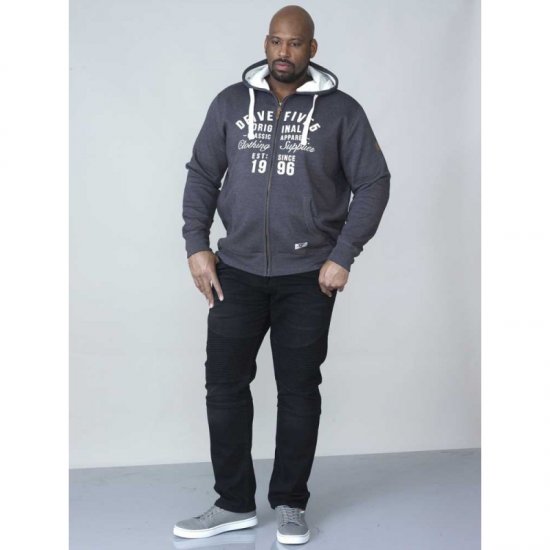 D555 Vadal Full Zip Hoodie Charcoal - Felpe & felpe con cappuccio - Felpe & Felpe con Cappuccio Uomo Taglie Forti