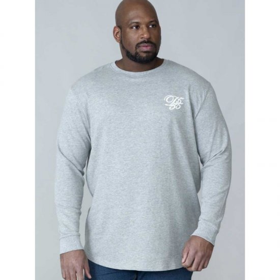 D555 Plato Long Sleeve T-shirt Grey - Magliette - Magliette Uomo Taglie Forti