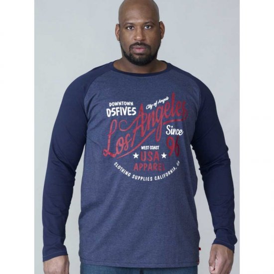 D555 Neill Long Sleeve T-shirt Navy - Magliette - Magliette Uomo Taglie Forti
