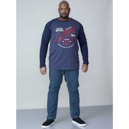 D555 Neill Long Sleeve T-shirt Navy - Magliette - Magliette Uomo Taglie Forti