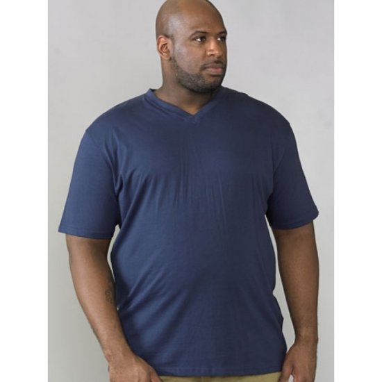 D555 Signature V-neck T-shirt Navy - Magliette - Magliette Uomo Taglie Forti
