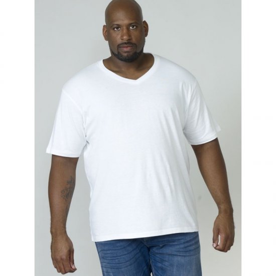 D555 Signature V-neck T-shirt White - Magliette - Magliette Uomo Taglie Forti
