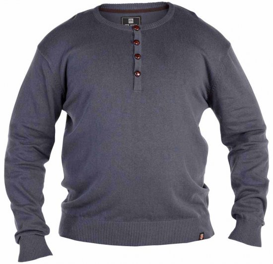 D555 Grandad Knitted Sweater Charcoal - Felpe & felpe con cappuccio - Felpe & Felpe con Cappuccio Uomo Taglie Forti