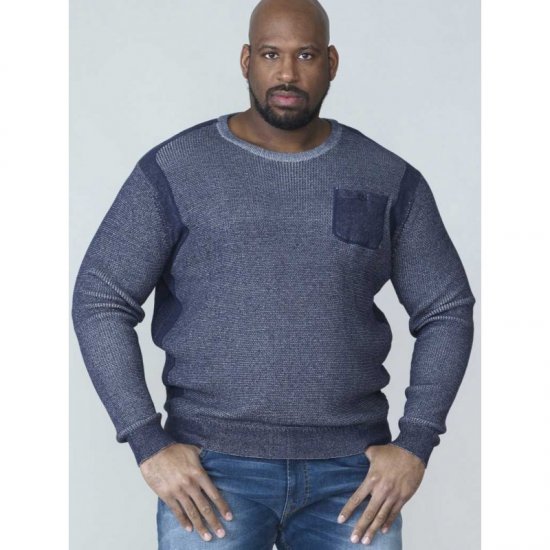 D555 Bryson Crewneck Sweater with Pocket Navy - Felpe & felpe con cappuccio - Felpe & Felpe con Cappuccio Uomo Taglie Forti