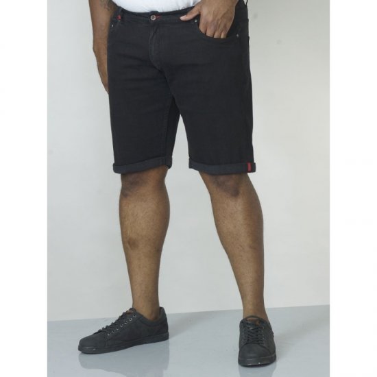 D555 Jude Stretch Denim Shorts Black - Shorts - Pantaloncini Uomo Taglie Forti