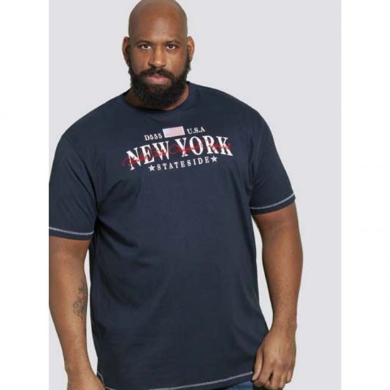 D555 Thornton Embroidery T-shirt Navy - Magliette - Magliette Uomo Taglie Forti