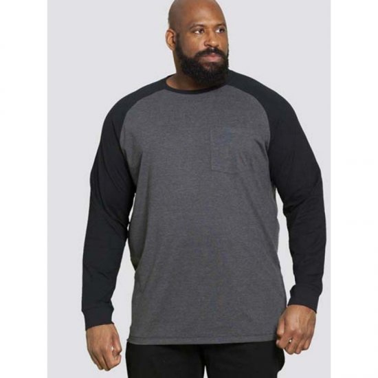 D555 Illinois Long Sleeve T-shirt Charcoal - Magliette - Magliette Uomo Taglie Forti
