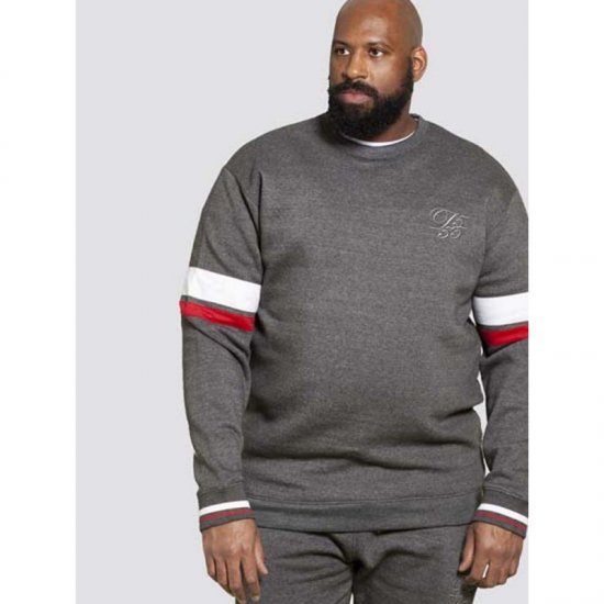 D555 Terrence Sweatshirt Charcoal - Felpe & felpe con cappuccio - Felpe & Felpe con Cappuccio Uomo Taglie Forti