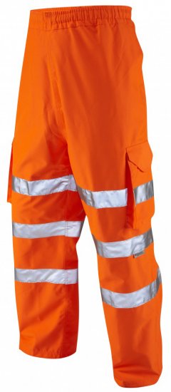 Leo Instow Breathable Executive Cargo Rain pants Hi-Vis Orange - Abbigliamento da lavoro - Abbigliamento da Lavoro Taglie Forti Uomo