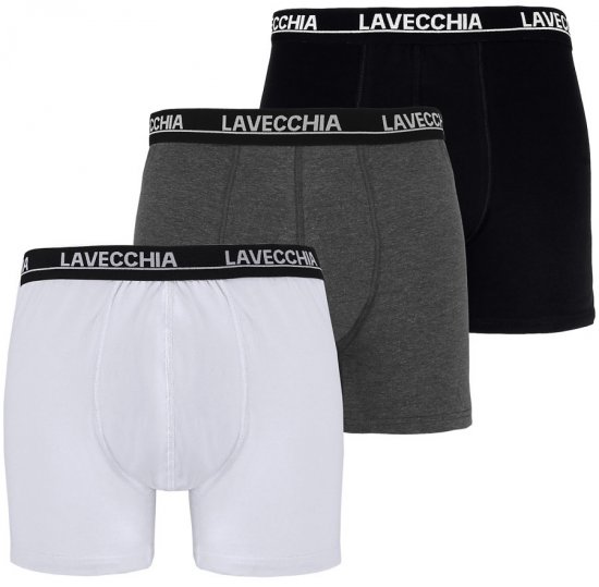 Lavecchia 1020 Boxershorts 3-pack Black/Charcoal/White - Intimo & costumi da bagno - Intimo Taglie Forti Uomo