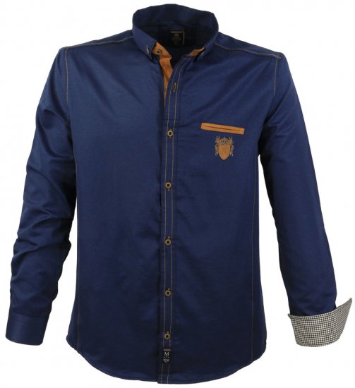 Lavecchia 1980 Long sleeve Shirt Navy Blue - Camicie - Camicie Taglie Forti Uomo