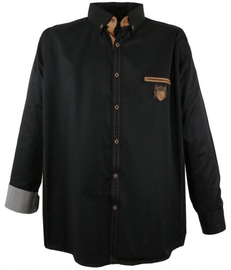 Lavecchia 1980 Long sleeve Shirt Dark Black - Camicie - Camicie Taglie Forti Uomo