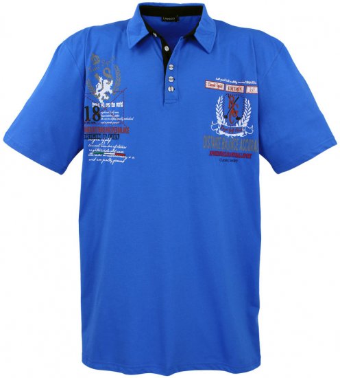 Lavecchia 2038 Printed Jersey Poloshirt Royal Blue - Polo - Polo Uomo Taglie Forti