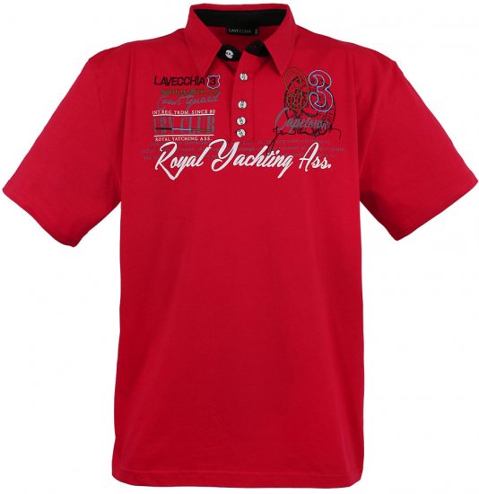 Lavecchia 4688 Printed Jersey Poloshirt Red - Polo - Polo Uomo Taglie Forti