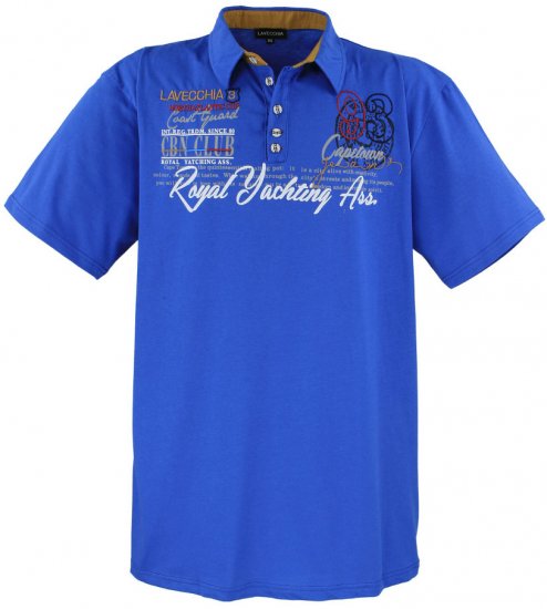 Lavecchia 4688 Printed Jersey Poloshirt Royal Blue - Polo - Polo Uomo Taglie Forti