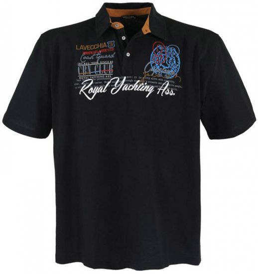 Lavecchia 4688 Printed Jersey Poloshirt Black - Polo - Polo Uomo Taglie Forti