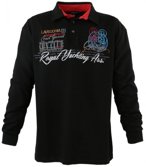Lavecchia 2024 Printed Sweatshirt with collar Black - Felpe & felpe con cappuccio - Felpe & Felpe con Cappuccio Uomo Taglie Forti