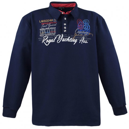 Lavecchia 2024 Printed Sweatshirt with collar Navy - Felpe & felpe con cappuccio - Felpe & Felpe con Cappuccio Uomo Taglie Forti
