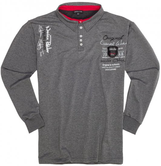Lavecchia 2025 Printed Sweatshirt with collar Charcoal - Felpe & felpe con cappuccio - Felpe & Felpe con Cappuccio Uomo Taglie Forti