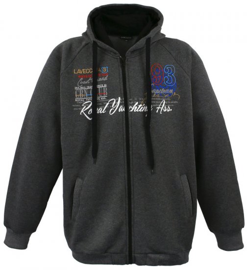 Lavecchia 612 Printed Zipper Hoodie Charcoal - Felpe & felpe con cappuccio - Felpe & Felpe con Cappuccio Uomo Taglie Forti