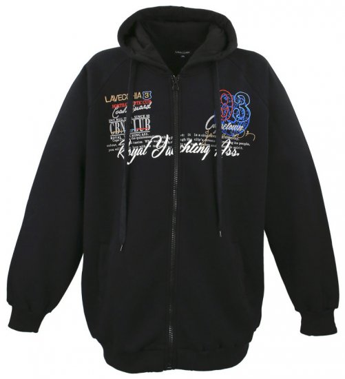 Lavecchia 612 Printed Zipper Hoodie Black - Felpe & felpe con cappuccio - Felpe & Felpe con Cappuccio Uomo Taglie Forti