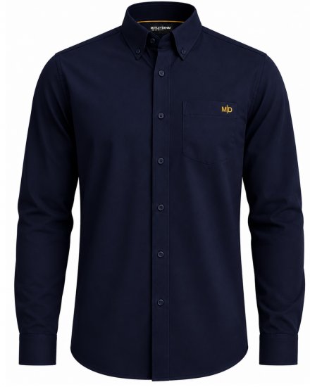 Motley Denim Lisbon Long Sleeve Shirt Navy - Camicie - Camicie Taglie Forti Uomo
