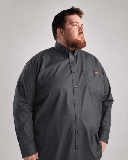 Motley Denim Lisbon Long Sleeve Shirt Charcoal - Camicie - Camicie Taglie Forti Uomo
