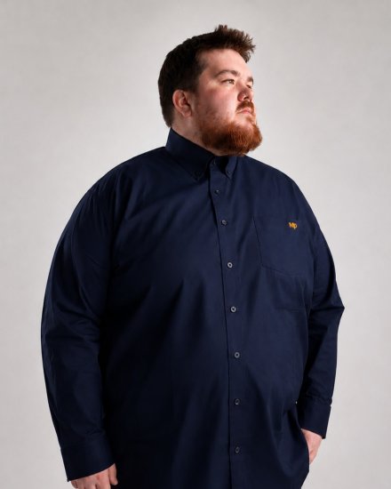 Motley Denim Lisbon Long Sleeve Shirt Navy - Camicie - Camicie Taglie Forti Uomo
